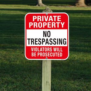 Không có dấu hiệu xâm phạm tài sản tư nhân ký hiệu kỹ sư lớp nhôm phản chiếu mờ dần sử dụng trong nhà hoặc ngoài trời - Product Image 6