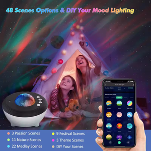 מנורות לילה <span class=keywords><strong>LED</strong></span> גלקסי אורורה ערפילית מקרן צבע שינוי רעש לבן מנורות לעיצוב הבית יוקרה