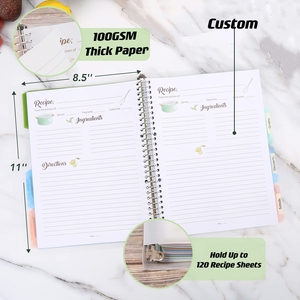 Спиральный переплетенный DIY Custom сделать свою собственную кулинарную книгу с 240 страницами пустая книга рецептов, чтобы написать в ваших собственных рецептах - Product Image 4