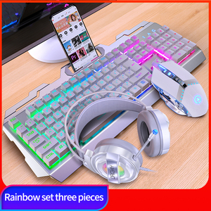 PCゲーマー向けの工場ソースプロフェッショナルワイヤードRGBLEDゲーミングメカニカルキーボードマウスヘッドセット3in1コンボセット - Product Image 3