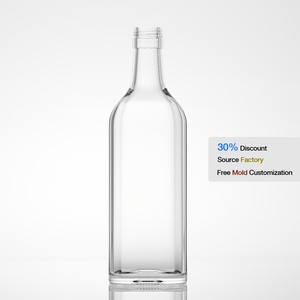<strong>1L</strong> 750ml 700ml Factory Glass Bottle Square Threaded Screw Top Thin Base Curved Shoulder Glass Bottle Suitable for Vodka <strong>Whisky</strong>. - Product Image 1