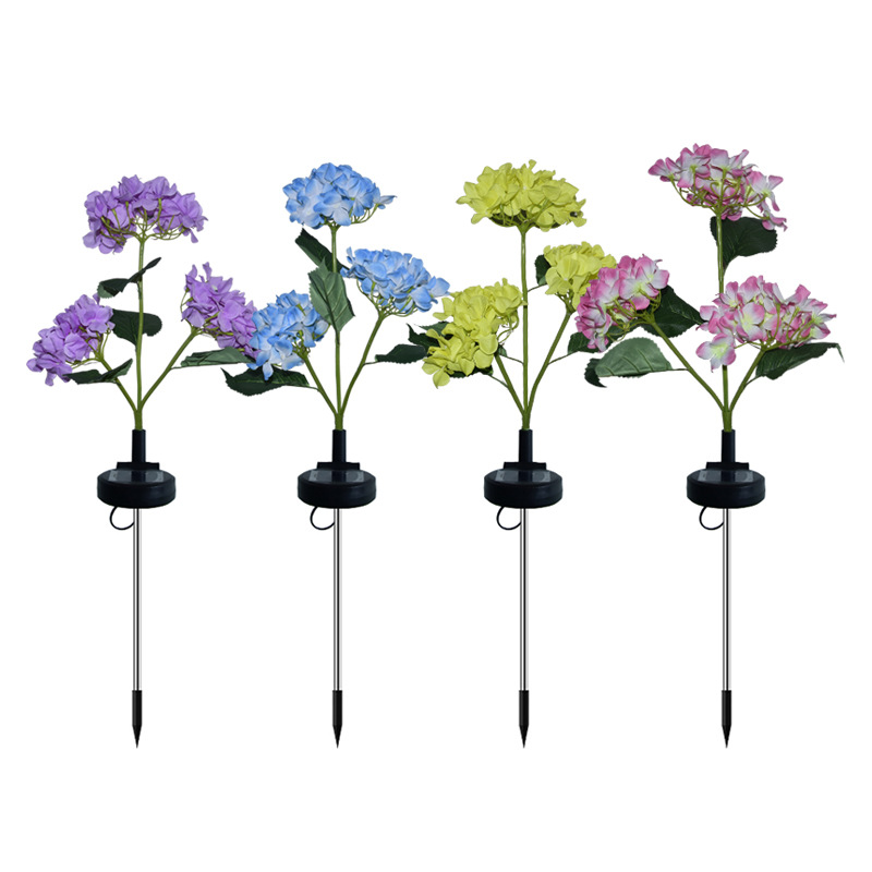 Glowing rod with 3 hydrangea heads