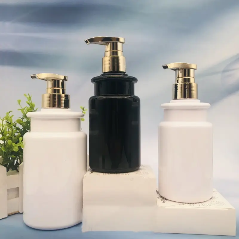 Frasco de banho vazio para loção, shampoo gel 300ml 500ml azul âmbar preto garrafa condicionadora cuidados capilares