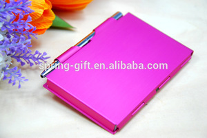 Bloc de notas autoadhesivo de alta calidad, caja de notas adhesivas, soporte para cuaderno de bolsillo de aluminio con bolígrafo de Metal, estuche para notas