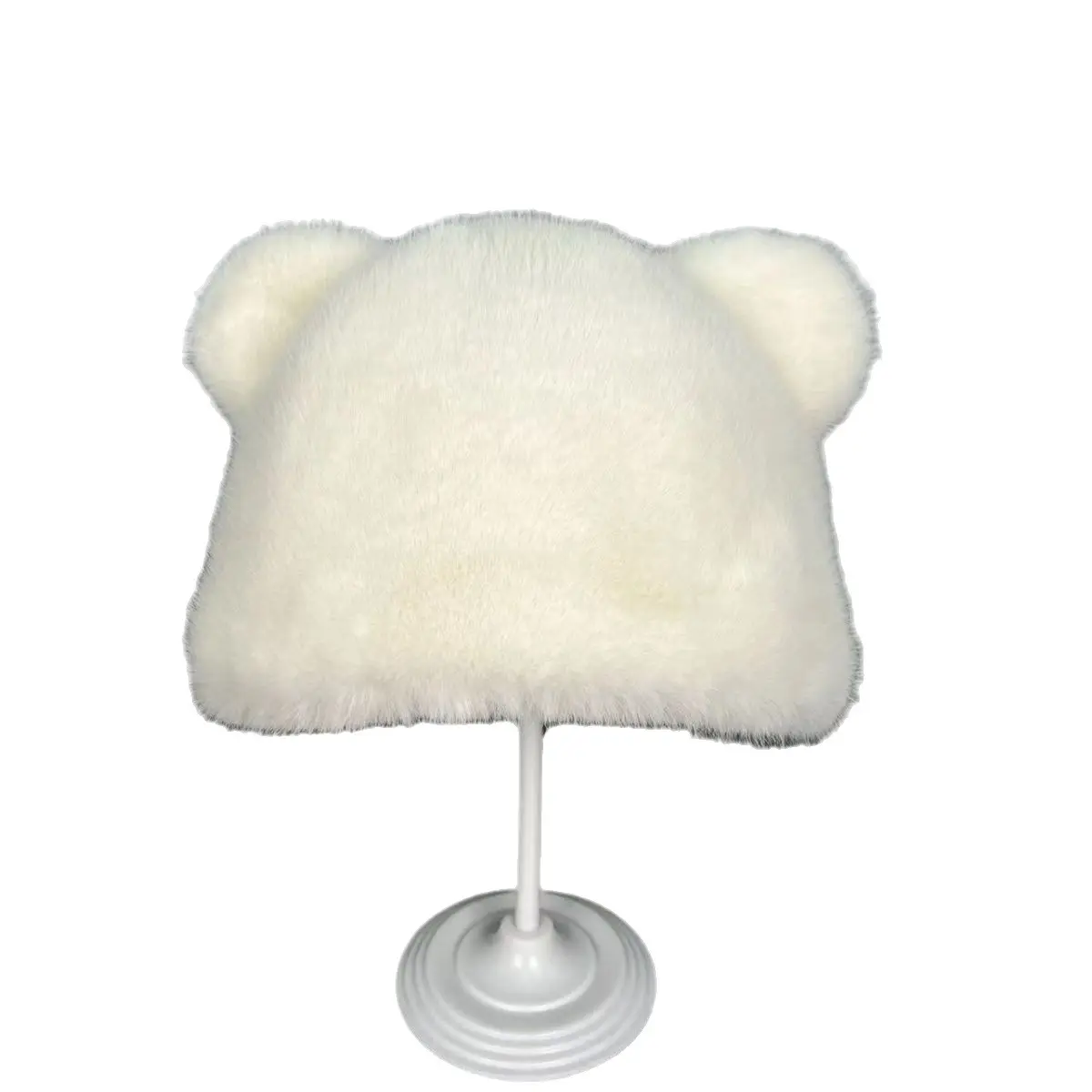 ขายร้อนฤดูหนาวWarm Keeping Faux Furป้ายโลโก้เย็บปักถักร้อยCUSTOM Madeหมวกขนสัตว์สีชมพูสําหรับผู้หญิง