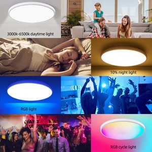 Seramik karo RGBCW WiFi uzaktan kumanda akıllı müzik CE karartma LED tavan lambası 24W 100-265Vac LED tavan ışık Modern - Product Image 6
