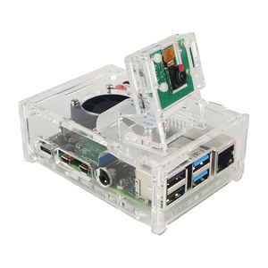 Raspberry Pi 4B acrílico caso frambuesa pi con fijo soporte de cámara compatible con el caso del ventilador - Product Image 1