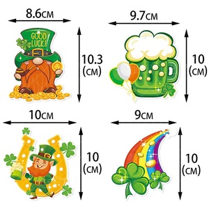12件/套圣帕特里克节三叶草摆件圣帕特里克节树摆件爱尔兰四叶草纸挂摆件