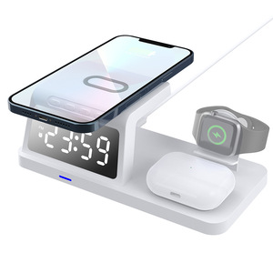 5 in 1 kablosuz şarj standı ile çalar saat hızlı şarj kablosuz şarj istasyonu iPhone için Apple için Airpods için izle - Product Image 3