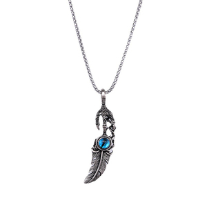 สร้อยคอแฟชั่นญี่ปุ่นเสน่ห์บุคลิกภาพ Eagle Claw Feather สร้อยคอสแตนเลสผู้ชาย Street สร้อยคอฮิปฮอป - Product Image 5