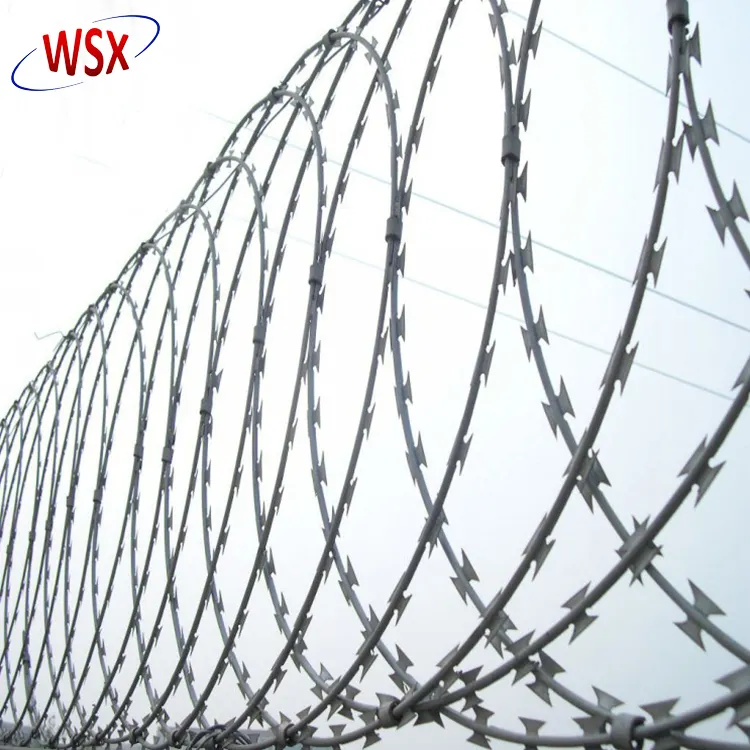 Fornecimento da fábrica galvanizado concertina arame farpado/Anping CBT-65 Flat Razor Arame Farpado Cerca/Flat Wrap Razor Wire