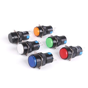 LA16-11 16MM kendinden kilitleme yuvarlak düz düğme anahtarı küçük Inching güç düğmesi anahtarı - Product Image 1
