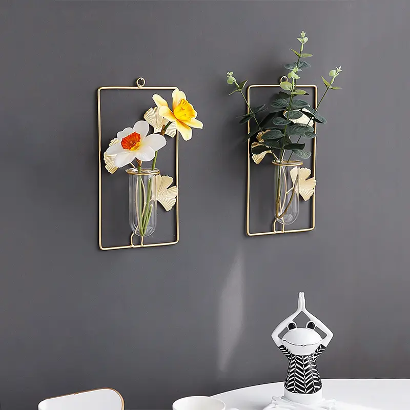 HY 2404 ZHIWUJIA jarrón de hierro forjado de alto valor de color decoraciones de pared de salón sentido avanzado flor hidropónica hogar Wal