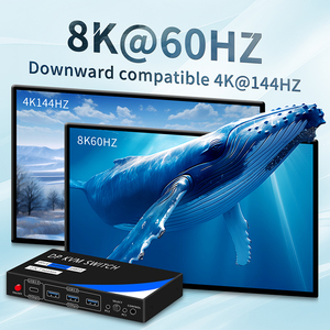 DP KVM交换机2端口8K60HZ 2k144HZ 4k120HZ 2合1至USB切换器2台计算机共享1个监视器3个usb设备 - Product Image 3