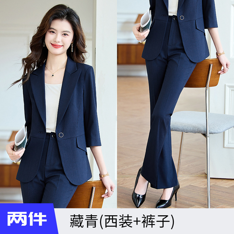 Navy blue suit trousers