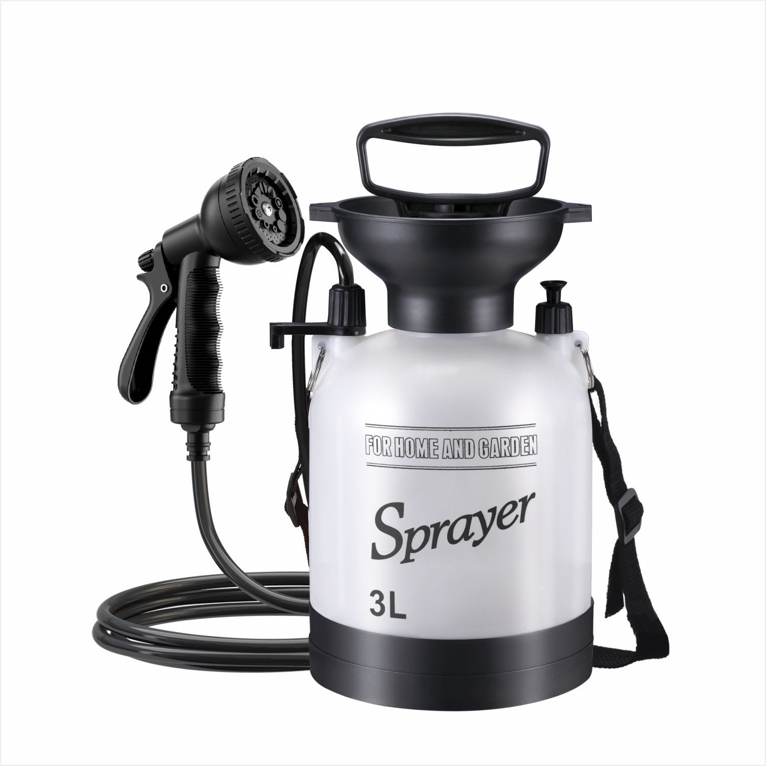3l white shower with 3m leather tube-black 10 function water gun
