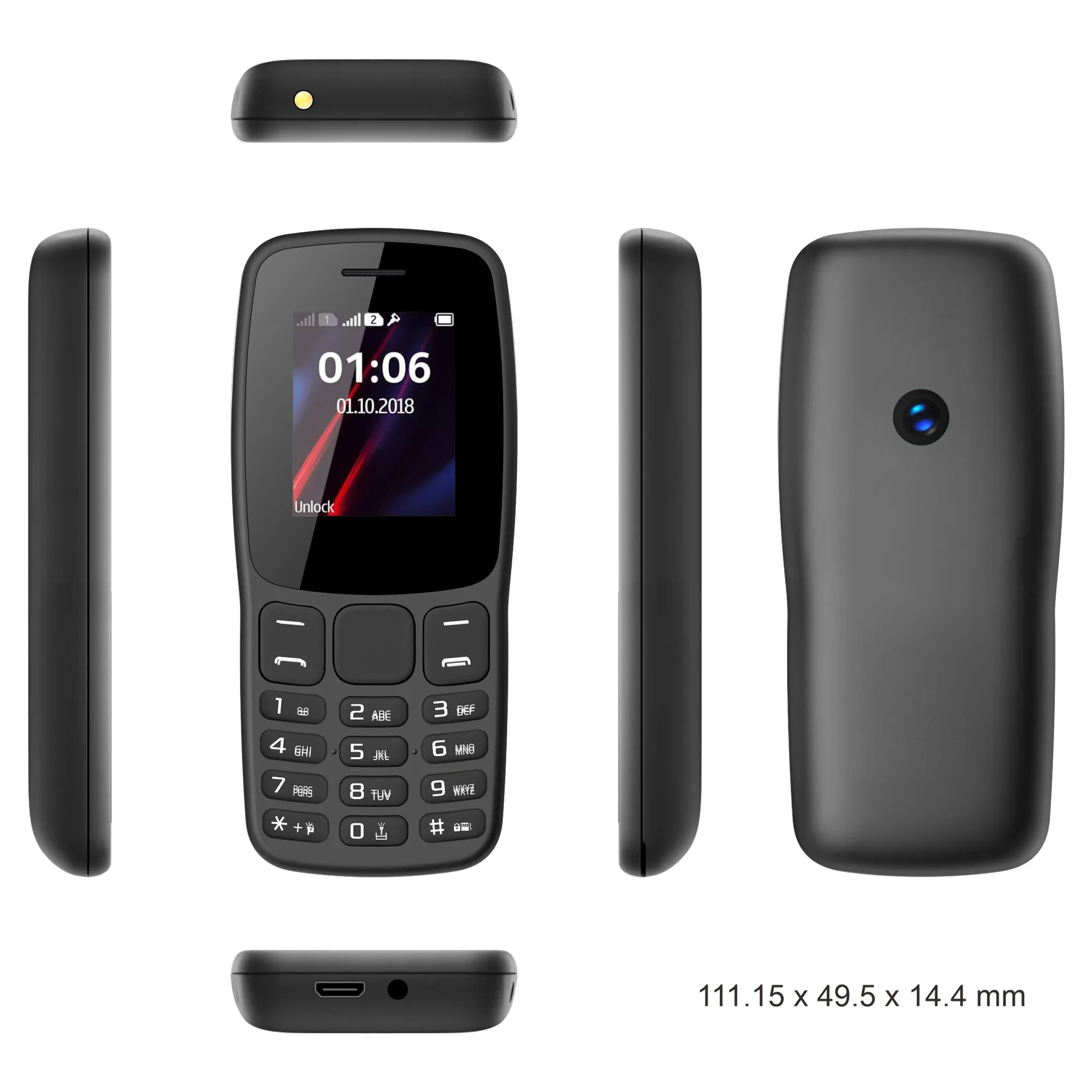 mobile phone GSM Dual SIM Card 1.77 Inches OEM keypad phone bar feature phone for Elderly People
