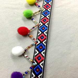 Ruban <span class=keywords><strong>Jacquard</strong></span> fait à la main boule à bulles colorée gland perle dentelle pour robe de vêtement dentelle décorative coupe - Product Image 4