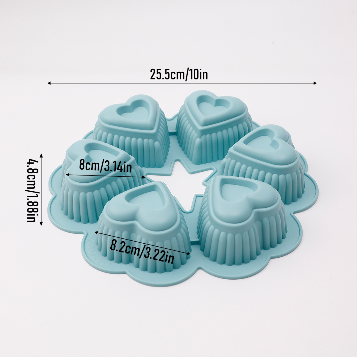 Moule à gâteau double coeur 6 pièces (bleu)