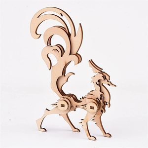 3D木制拼图动物模型-成人收藏品木制模型套件书桌展示男孩/女孩礼物 (5件)