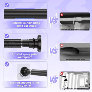 Zwarte Verstelbare Spanstang 28-48in Geen Boorgordijnroede Voor Douche Of Kast Heavy-Duty Veerontwerp - Product Image 4