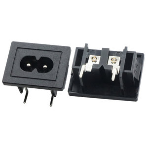 AC C8 Power <strong>Socket</strong> 2.5A 250V 2 Pins Female C7 Power Outlet Snap in 2.0mm Big Pins for PDU Female Connector