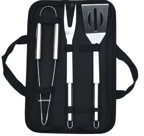 Bolsa de tela plateada con asa pequeña, juego de 18 piezas.