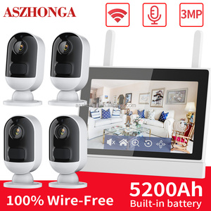 Minicámara Ip inteligente inalámbrica para vigilancia del hogar, sistema de seguridad con batería CCTV, 3MP, WiFi, Monitor LCD de 7 pulgadas, Kit Nvr, 4 canales - Product Image 2