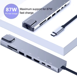 铝制笔记本电脑扩展坞8合1 C型USB集线器3.0 Rj45通用迅雷多功能适配器 - Product Image 3