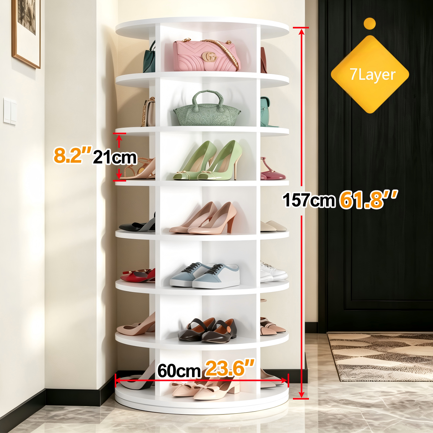 Modelo de borde completo - 7 capas - Blanco - Zapatero giratorio