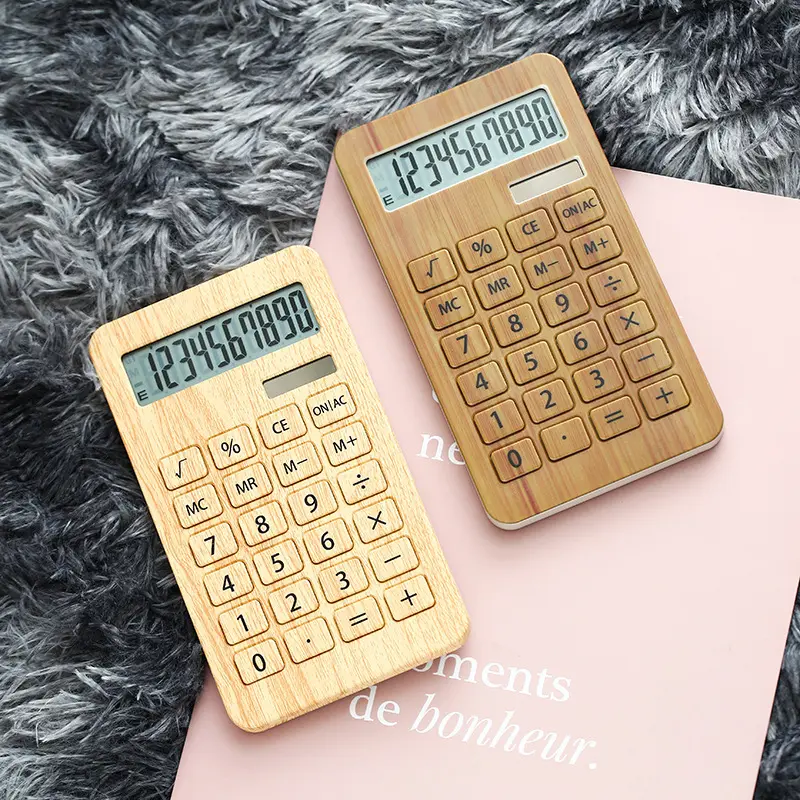 Multi functional Eco Bio Bamboo Calculator with Solar Panel for Office Student