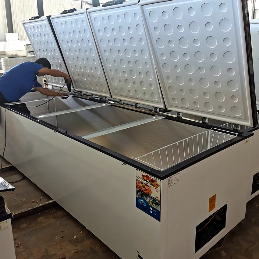 Freezer Dada Dalam Kapasitas Besar Supermarket Makanan Beku Ikan Es Krim Freezer Dada Dalam Pintu Ganda Freezer Komersial