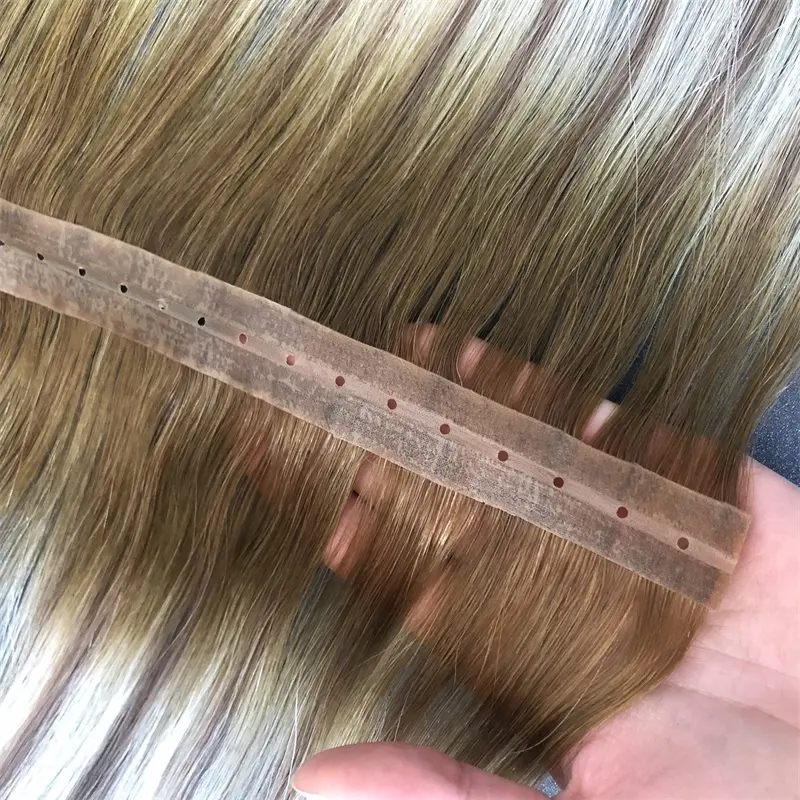 Customized Color Remy Double Drawn Russian Injection tape Hole Weft Blonde Straight Invisible Twin Tab Hair Extensions