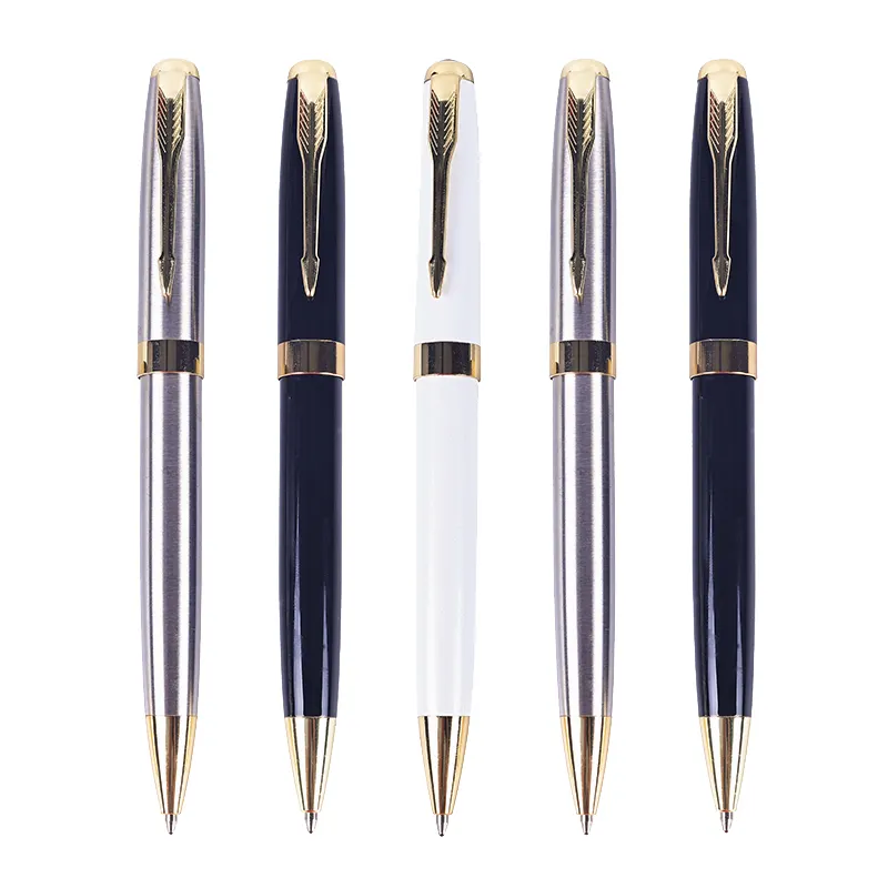 SHULI Branded Custom Printing Executive Classic Black And Gold Luxury Metal Ballpoint Parker Pens With Customised Logo