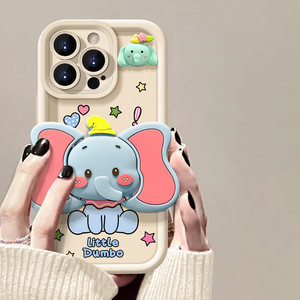DIY tasarım 3D silikon küçük <span class=keywords><strong>dumbo</strong></span> tutucu sevimli cep telefonu kılıfı iPhone 16 için pro max 15 14 13 12 11 XS XR yumuşak koruyucu kapak