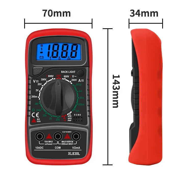 Portable LCD Digital Multimeter AC/DC Voltage Diode Tester Current Resistance Meter Ammeter Multitester Professional Tool