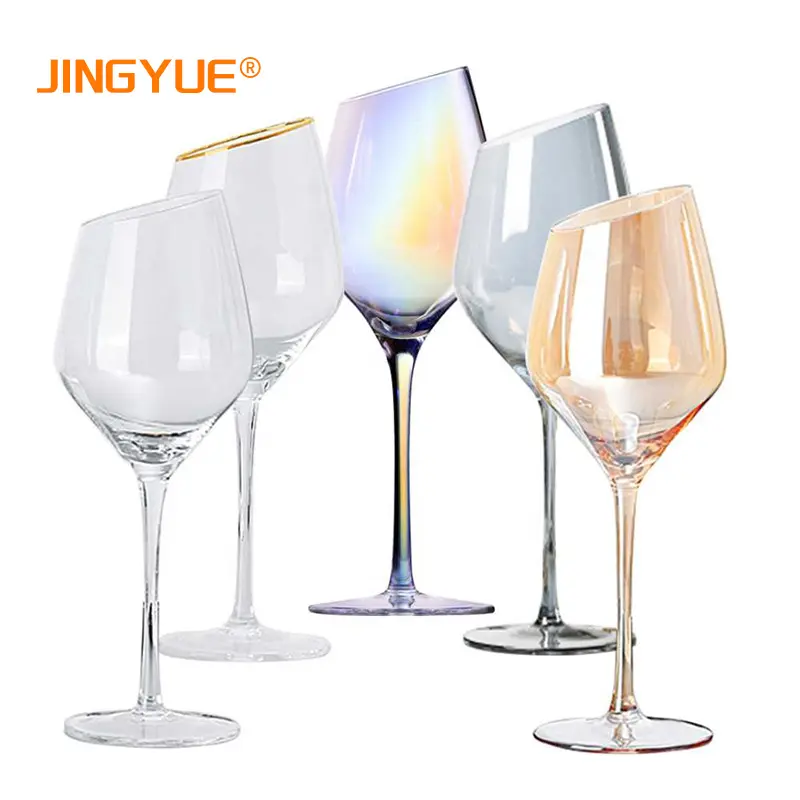 JINGYUE-copas de vino tinto hechas a mano para fiesta de boda, color arcoíris, flauta de champán, 2021