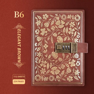 Luxus Retro B6 Papier Pu Cover Notebook mit Faden Nähen Bindung Custom ized Logo und Passwort Lock Hardcover Tagebuch - Product Image 6