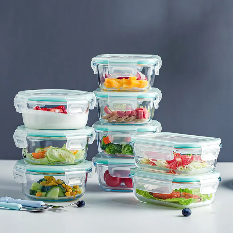 150-1500 ml crisper borosilikat bento lunchbox küchenglas-lebensmittelbehälter set glas-mahlzeitsvorbereitungsbehälter mit deckel