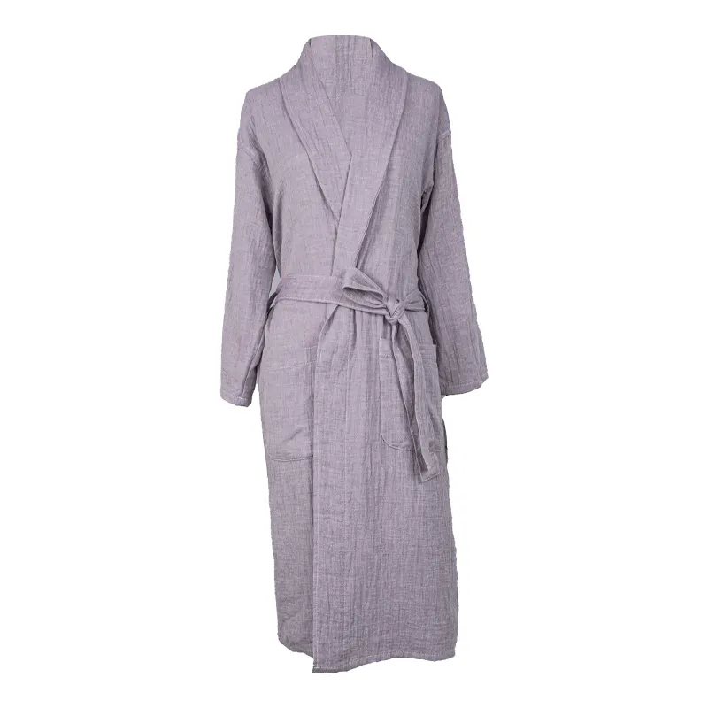 Premium solide gaze femmes vêtements de nuit pyjamas personnalisé super doux et respirant maison gaze châle col peignoir