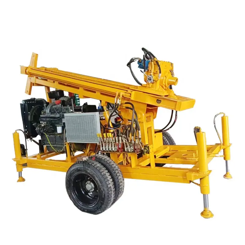 300 m water well rig portable Wheeled Pneumatic borehole deep water well drilling rig machine drilling rig