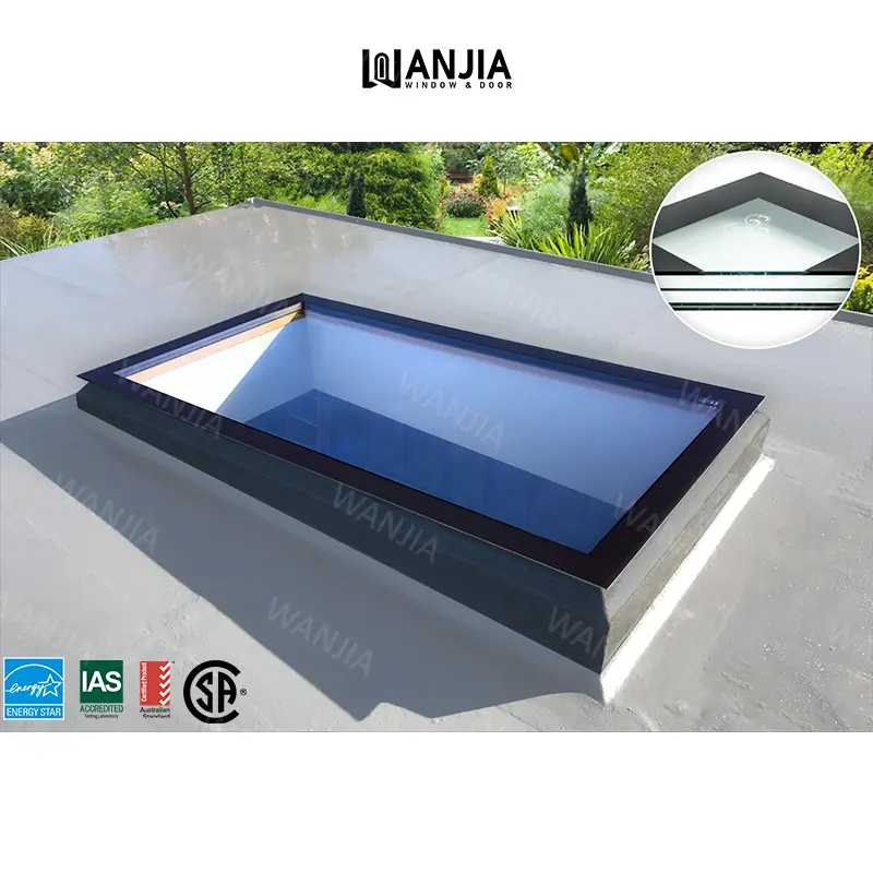 WANJIA-Tragaluz de aluminio resistente al agua, ventana de techo con doble acristalamiento insonorizada, ventana de cristal personalizada directa de fábrica
