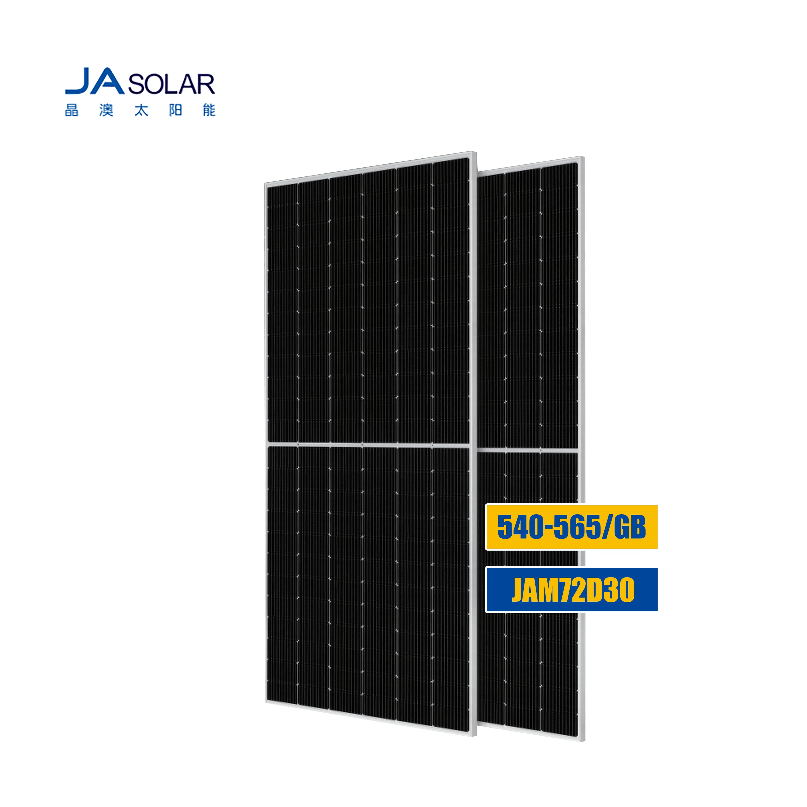 JA harga rendah 565W MBB JAM72D30 540-565GB panel surya modul kaca ganda Bifacial