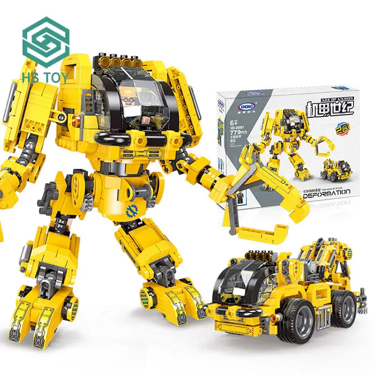 HS 2 в 1 технический инженерный грузовик деформная Броня DIY строительные блоки Детская Серия робот автомобиль для подарка игрушка