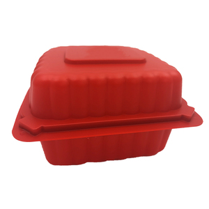 一次性微波塑料处理翻盖红色容器食品储存豆饼包装盒 - Product Image 4