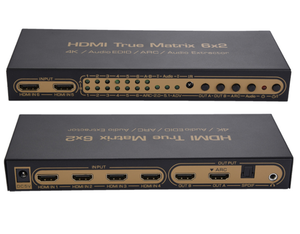 4K 6x2 HDMI Matrix 6 in 2 Out HDMI Switch Switcher Splitter Video Converter True Matrix 3D ARC Coaxial Toslink Audio Extractor - Product Image 1