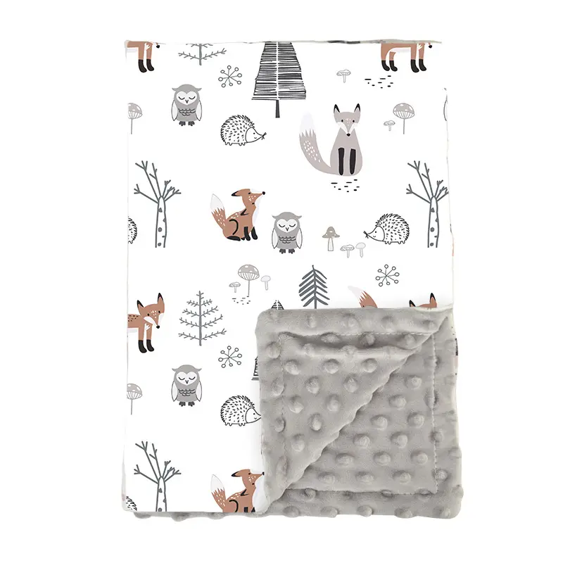 Lierre – couverture pour bébé en tissu doux 3D, Double point, en peluche, avec motifs imprimés