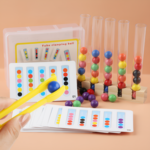 子供の初期教育木製試験管クリップビーズ色認識赤ちゃん手目協調フォーカストレーニングパズルおもちゃ
