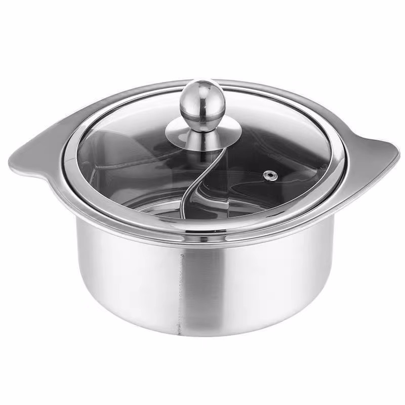 Hot pot with lid and two compartments