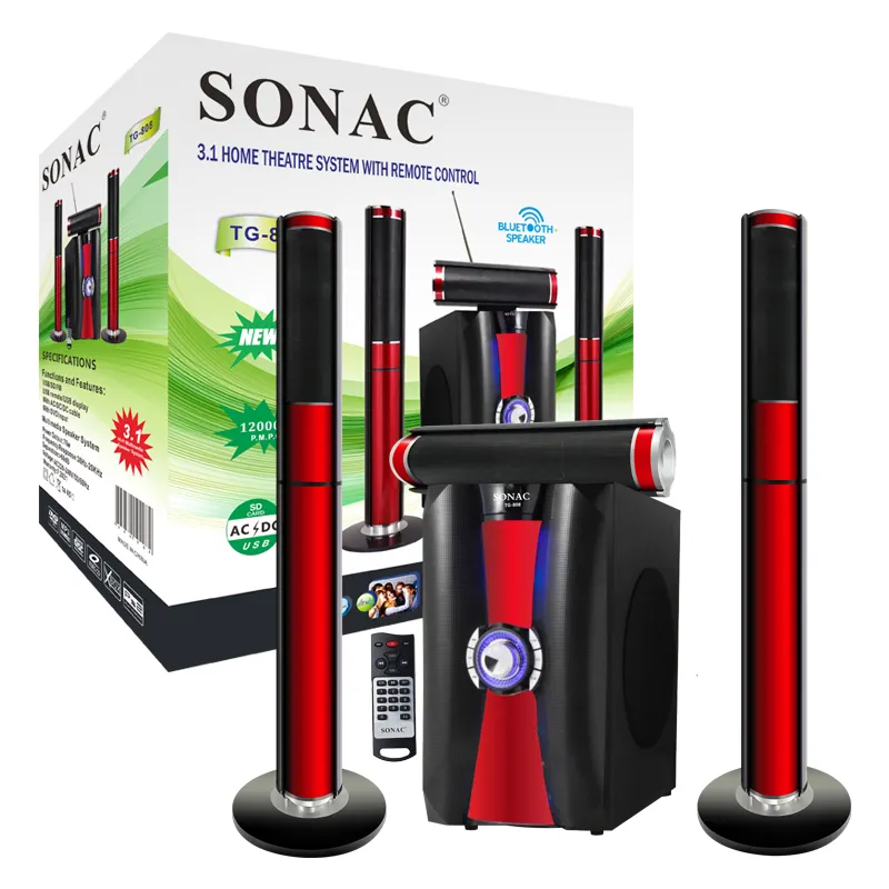 SONAC TG-808 3.1 haut-parleur multimédia avec dc 12v 3.1 canaux woofer 3.1 home cinéma haut-parleur système sans fil
